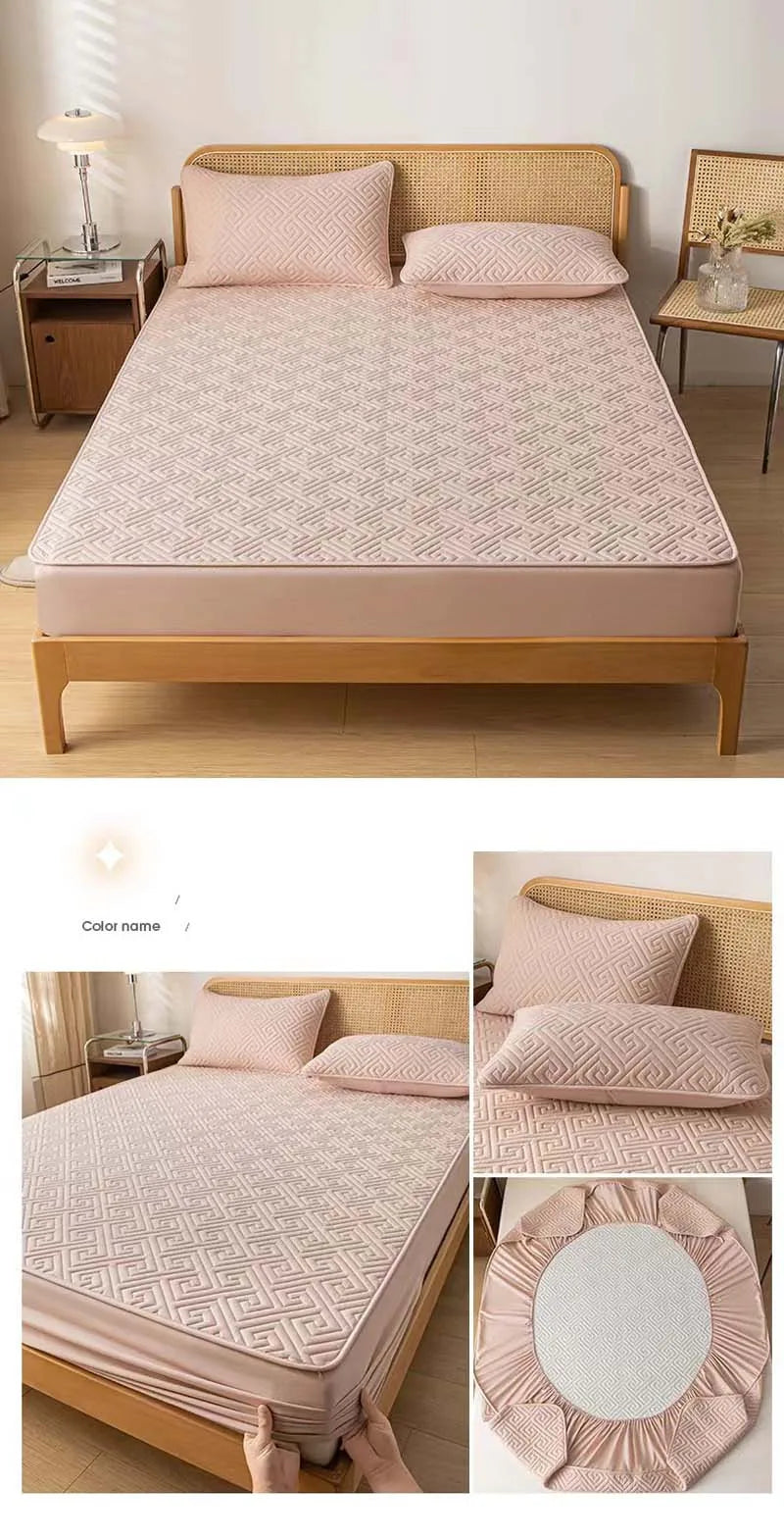 Waterproof Raw Cotton Bed Pad Protector Quilted Mattress Cover