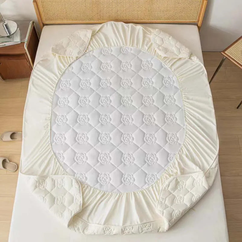 Waterproof Raw Cotton Bed Pad Protector Quilted Mattress Cover