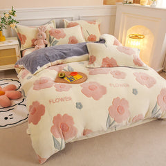 Thick Fleece Warm Flannel Coral Winter Duvet Cover Double Sided