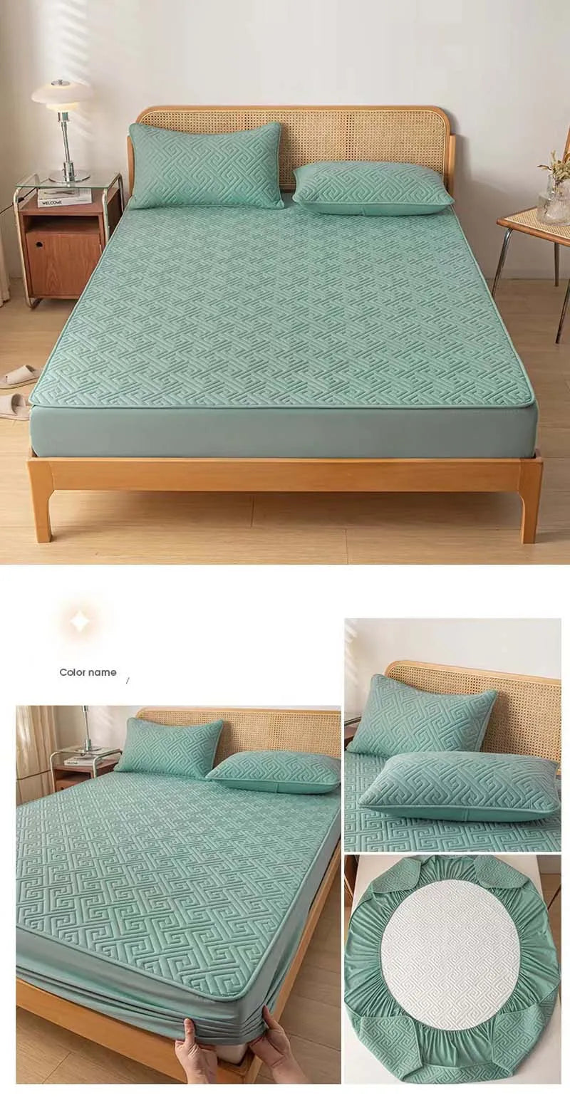 Waterproof Raw Cotton Bed Pad Protector Quilted Mattress Cover